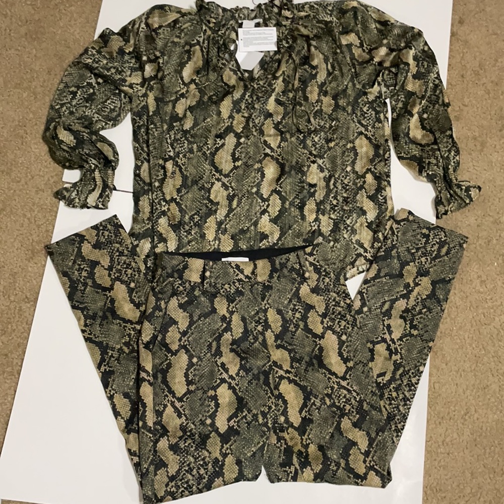 Python snake animal co ord matching set blouse & pants
